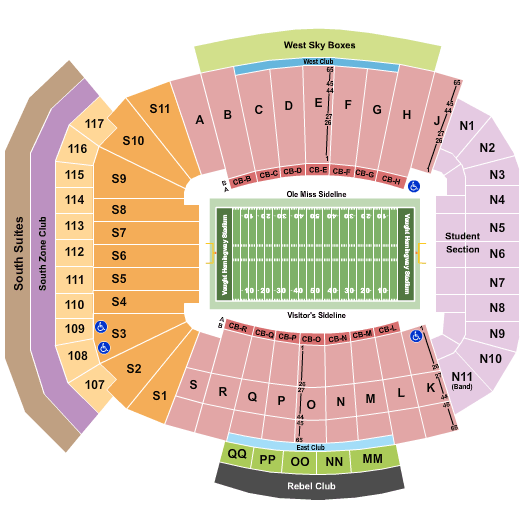 Vaught Hemingway Stadium Seating Chart